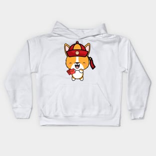 Cute corgi ready for lunar new year Kids Hoodie